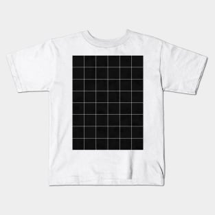 Large Grid Pattern - Black Kids T-Shirt